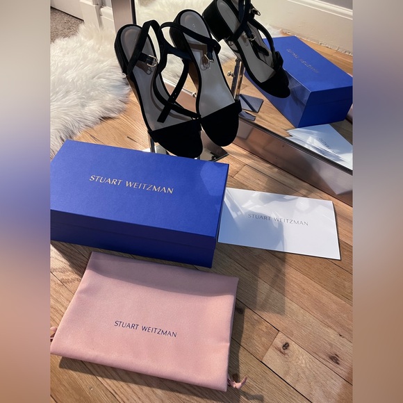 Stuart Weitzman Black Suede Block Heels - Picture 7 of 9